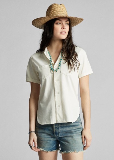 Camisa Ralph Lauren Mujer Beige - Linen-Cotton Jersey - KRGNU9174